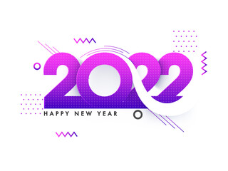 Obraz premium Purple Gradient Paper 2022 Number With Dotted Pattern On White Abstract Background For Happy New Year Concept.