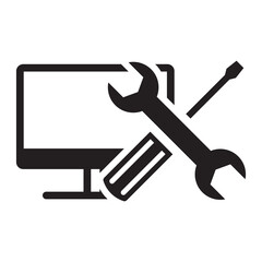 Concept of customer support, service for computer, telephone and smart home technology. Simple icon isolated on white background.