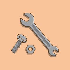 Wrench bolts and nuts illustration