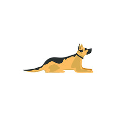 Illustration vector graphic of German Shepherd dog relaxing.
Fit for dog training company and dog breeder.