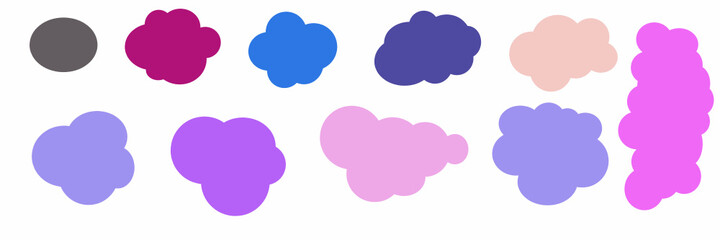 Set of Cloud Callout vector with various soft color palette
