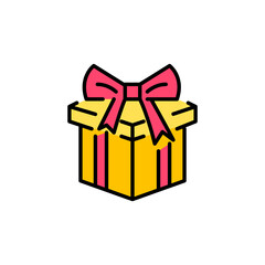 Gift box pixel perfect editable stroke simple line art colorful icon