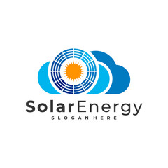 Cloud Solar logo vector template, Creative Solar panel energy logo design concepts