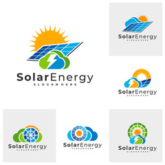 Obraz premium Set of Cloud Solar logo vector template, Creative Solar panel energy logo design concepts
