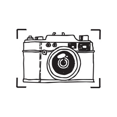 Camera illustration design, hand draw, camera illustration.