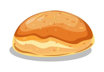Bun. A product made of flour. A bakery product. Hamburger, burger. Graphic. Vector. Flat style cartoon drawing.