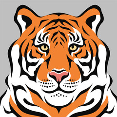 Fototapeta premium Tiger head. Stylized vector illustration for Chinese new year and t-shirt print. Symbol of the Chinese oriental zodiac. The symbol of 2022 year.