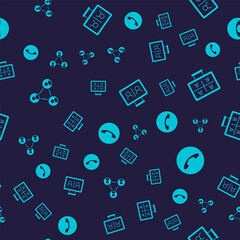 Set Meeting, Video chat conference, and Telephone handset on seamless pattern. Vector