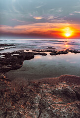 sunset over the sea landscape background
