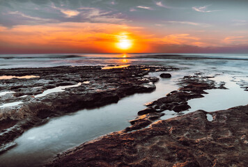sunset over the sea landscape background