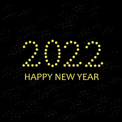 2022 Happy New year banner gold on black art design stock vector illustration for web, for print
