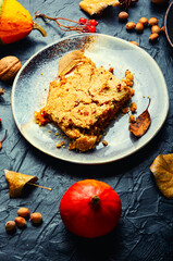 Fresh autumn pumpkin pie.