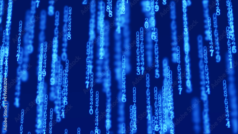 Poster cyberspace background with a set of numbers. big data visualization. abstract matrix. technology or 