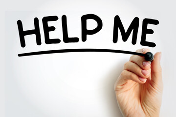 HELP ME underlined text with marker, concept background