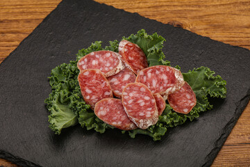 Iberian pork Fuet sausage slices