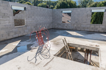 étage d'une maison en construction