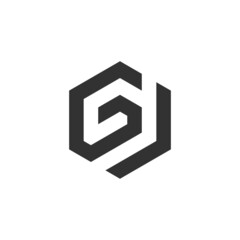 Letter GJ Hexagon logo icon design