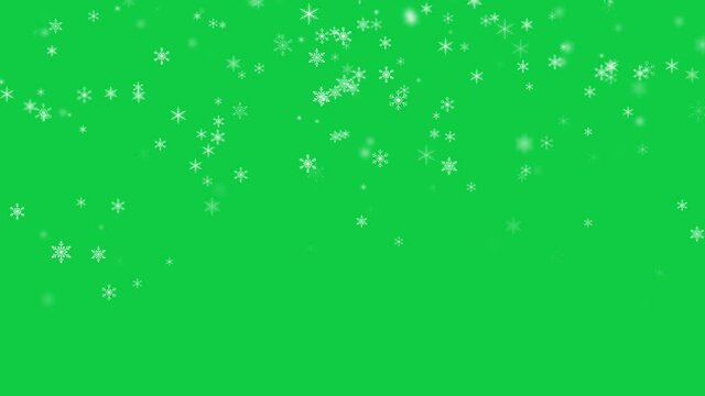 snow flakes on green screen background animation,snow flakes falling,new year and Christmas concept design element
