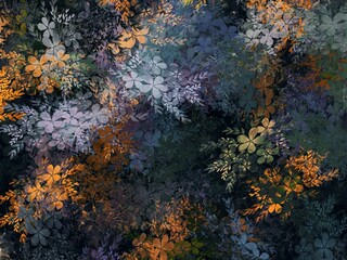 Colorful floral texture. Modern Art. Painting with grease paint strokes on the surface. Artistic background image. Abstract painting on canvas. Modern Art. Handcrafted art. Digital art illustratio