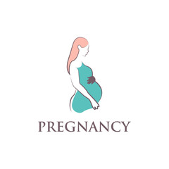 pregnancy logo pregnant woman maternal vector illustration