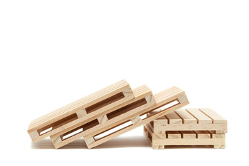 empty wooden pallet isolated on white background.