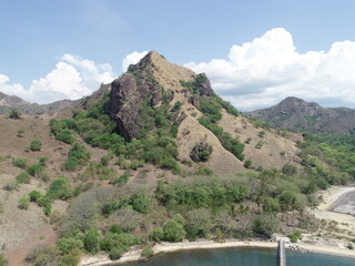 View of the hills on the island of Manjarite, Labuan Bajo, Indonesia