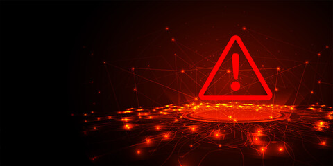  Hacking Concept design. Attention warning attacker alert sign with exclamation mark on dark red background.Security protection Concept. vector illustration. - obrazy, fototapety, plakaty