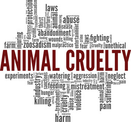 Animal Cruelty vector illustration word cloud isolated on white background.