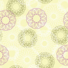Seamless pattern. Vintage decorative elements knitting or spirograph, abstract background. Islamic, Arabic, Indian, ottoman motifs. Perfect for printing on fabric or paper.
