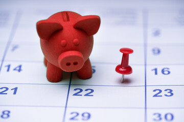 Money Investment Calendar And Piggy Bank