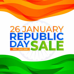 Vector Republic Day Sale banner, 26 January, upto 50% off, balloon , offer template for website and UI.