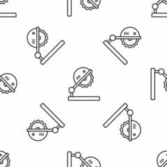 Grey line Table saw for woodwork icon isolated seamless pattern on white background. Power saw bench. Vector