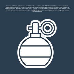 Blue line Hand grenade icon isolated on blue background. Bomb explosion. Vector