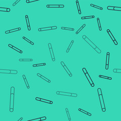 Black line Cigarette icon isolated seamless pattern on green background. Tobacco sign. Smoking symbol. Vector