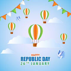 Naklejka premium Vector illustration of Happy Republic day concept banner,
