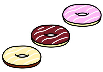 アイシング模様の入ったドーナツのベクター素材