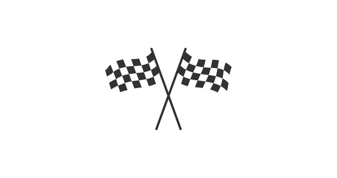 Racing flag animation. Motion graphic design. Alpha channel.