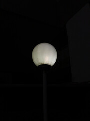White light bulb illuminates the garden