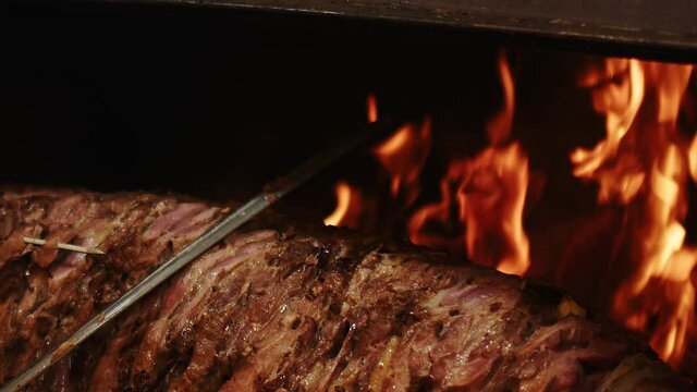 Delicious Rolling Meat Turkish Traditional Named Cag Kebab from Region Erzurum