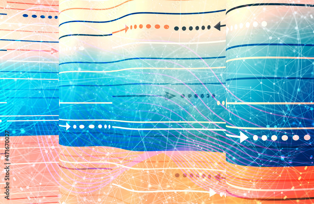 Wall mural geometry abstract background with stripes on waved surface