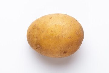 Potatoes isolated on white background. Flat lay. Top view.