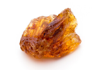 Brown caramelized sugar on white background.