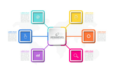 Vector illustration, infographics design, template, marketing, information, with 6 options or steps