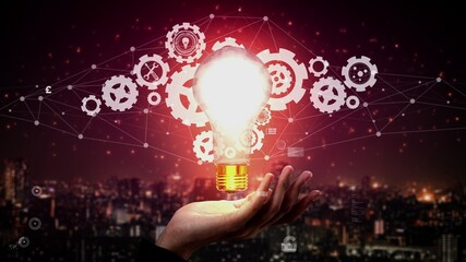 Innovation Technology for Business Finance conceptual . Modern graphic interface showing symbol of...