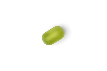 Green jelly candy isolated on white background.