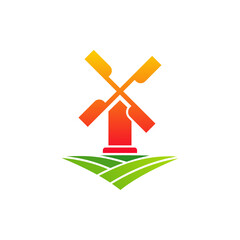 Nature Windmill logo design vector template. Creative Windmill logo concept