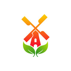 Nature Windmill logo design vector template. Creative Windmill logo concept