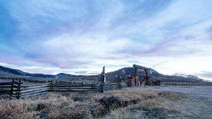 Sunset over the entrance to the Rocky Mountains 