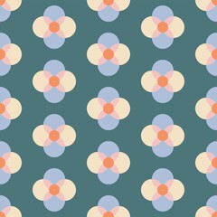 Simple 60s Style Minimal Vector Seamless Floral Pattern