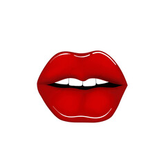 Sexy red lips isolated on white background, illustration.